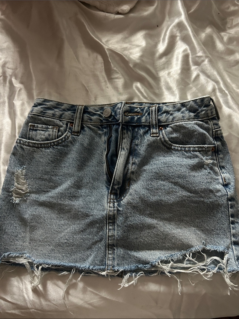 PacSun Light Blue Distressed Denim Mini Skirt